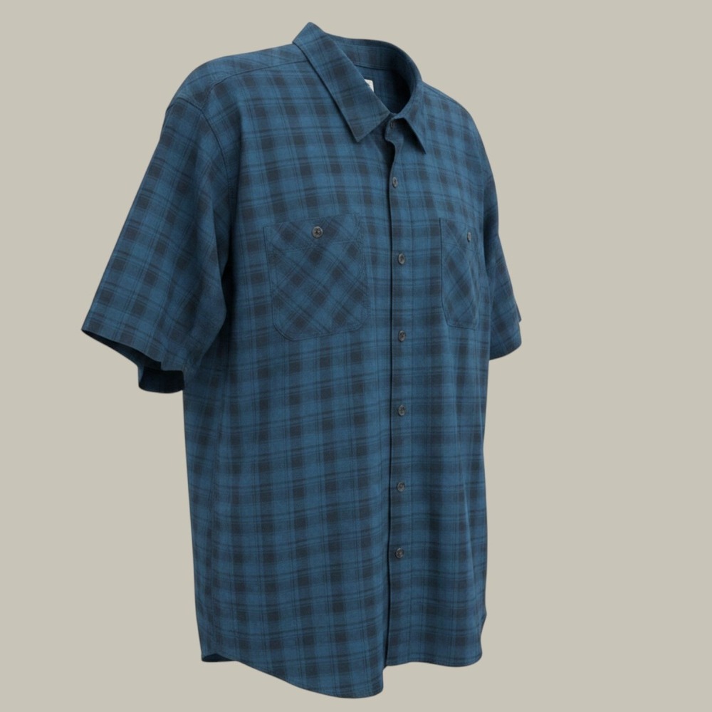 Orvis Button Down Shirt Mens XL Blue Plaid Short Sleeve Ventilated Utility